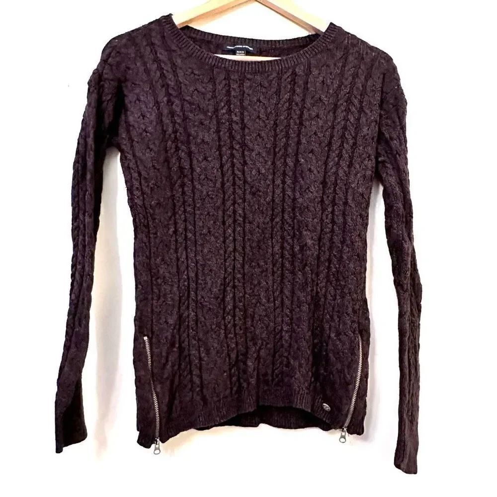 American Eagle Outfitters Womens Pullover Sweater Side Zip Knitted Brown Medium